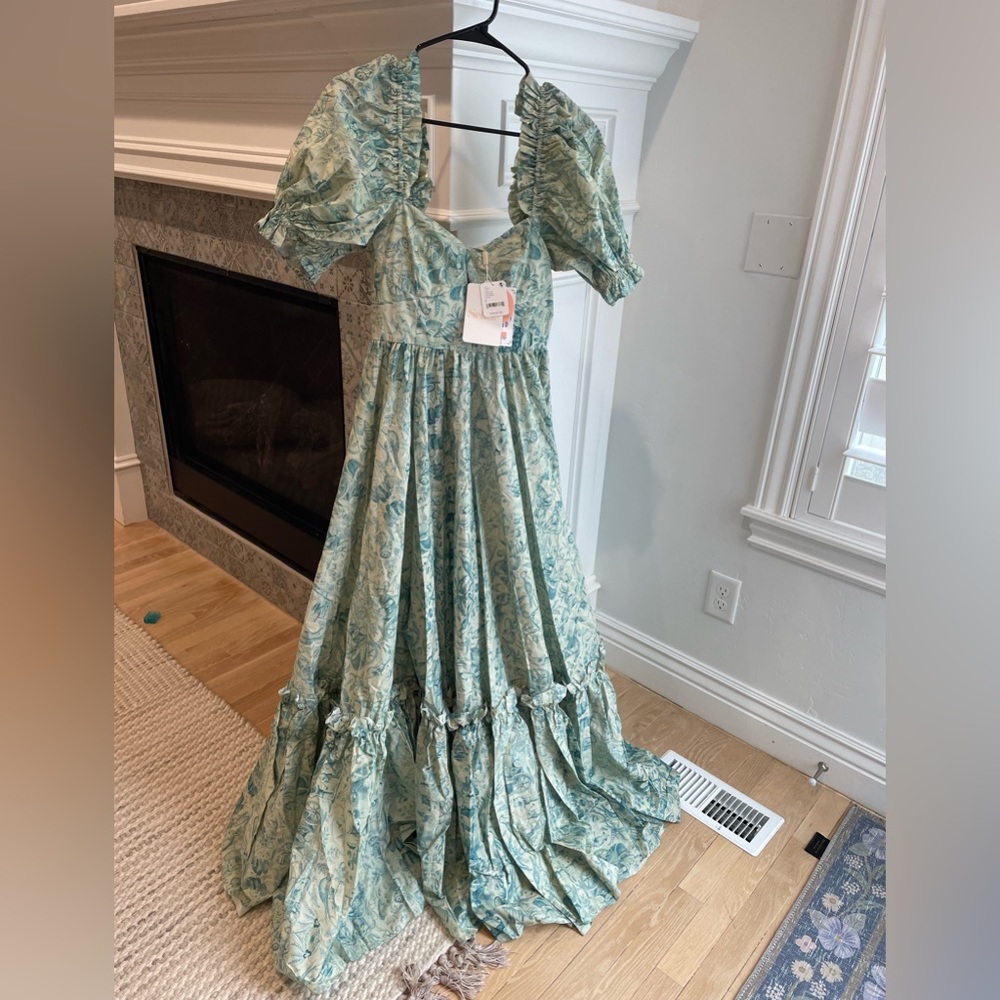 Selkie Green Floral Maxi Dress